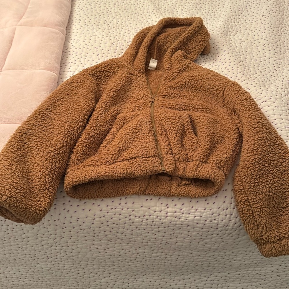 Fluffy teddy bear jacket with teddy ears
